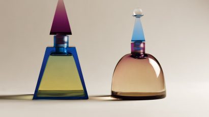 Two glass Lalique perfume bottles