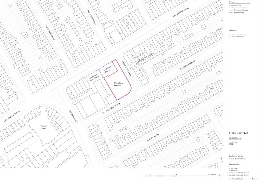 Site plan of Lea Bridge Library by Studio Weave