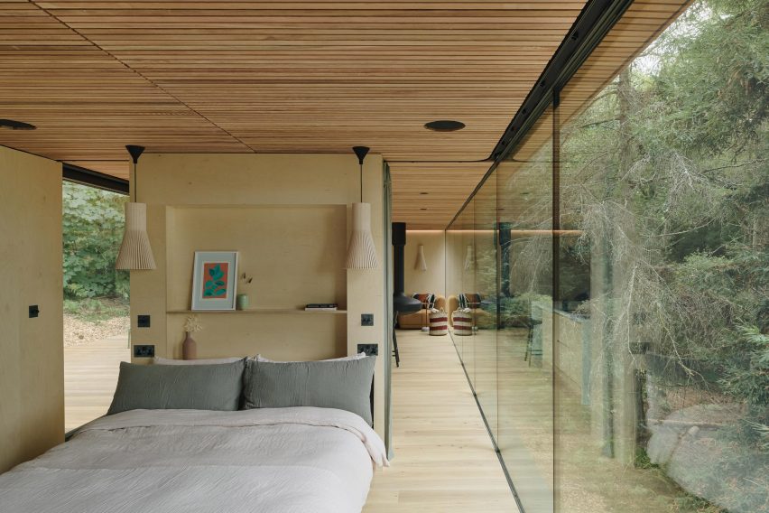 View of bedroom with glazed wall