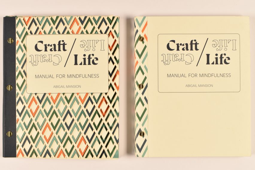 Book spread with geometric cover