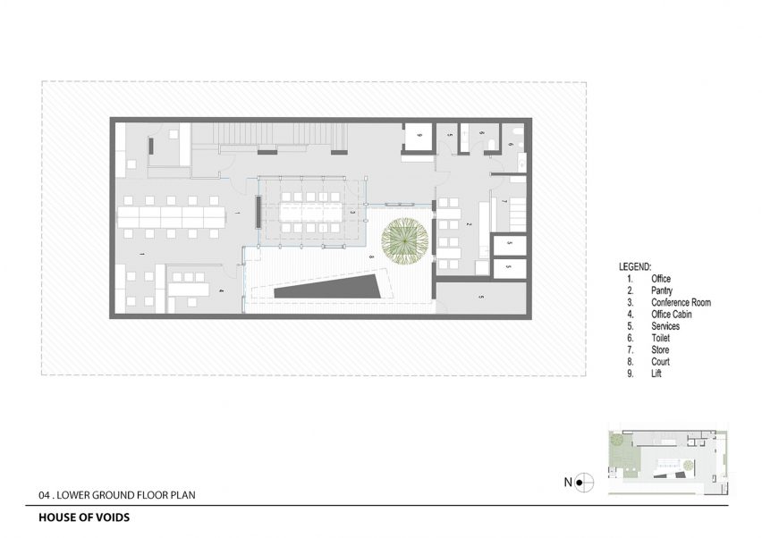 Second floor plan of House of Voids by Malik Architecture