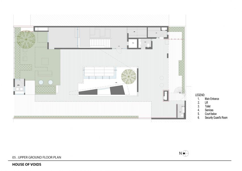 Upper ground floor plan of House of Voids by Malik Architecture
