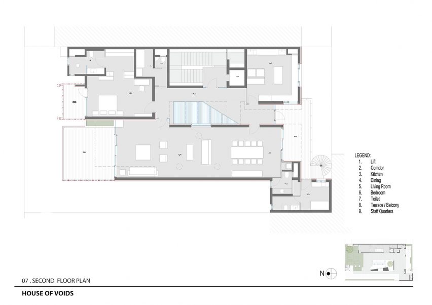 Lower ground floor plan of House of Voids by Malik Architecture