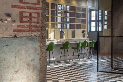 Dilapidated walls inside miners' canteen
