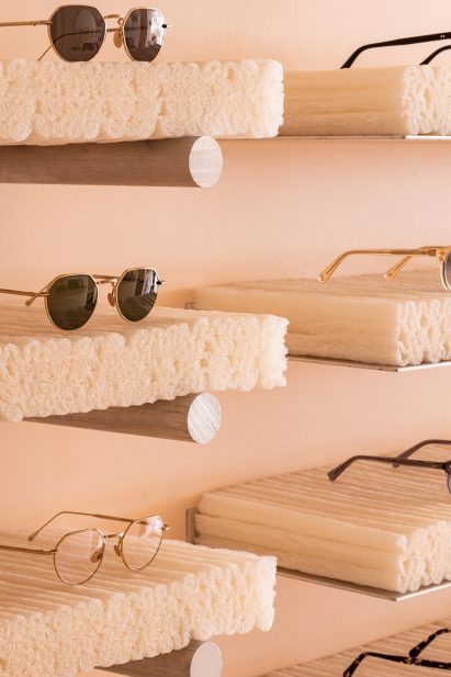 MONC eyewear store in Marylebone, London has shelves made from cornstarch foam