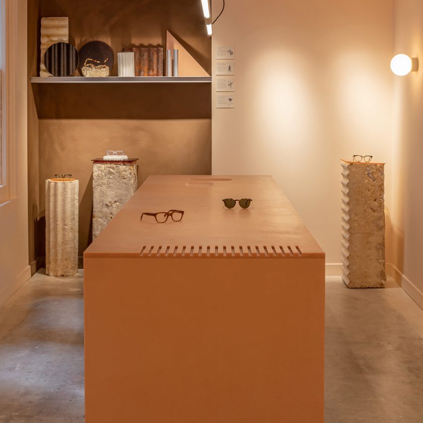 Interior of MONC eyewear store in Marylebone, London