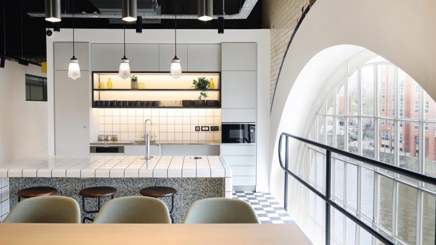 Image of a kitchen and seating area at Generator Building