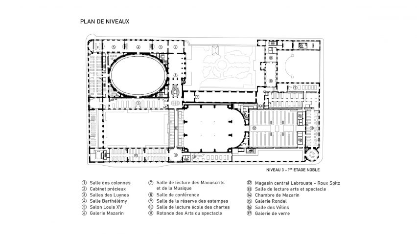 Floor plan of the Interior of National Library by Bruno Gaudin Architectes