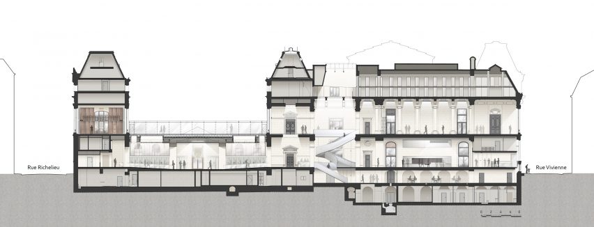 Section of the Interior of National Library by Bruno Gaudin Architectes