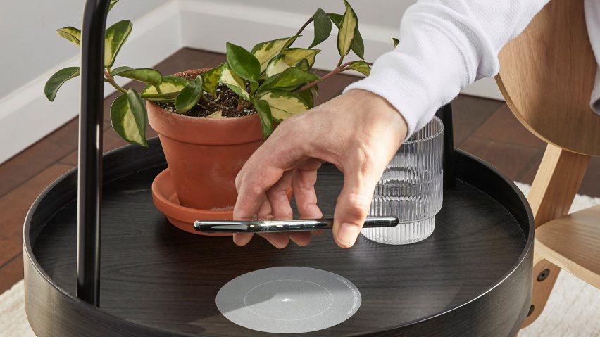 Phone being placed on top of wireless charger