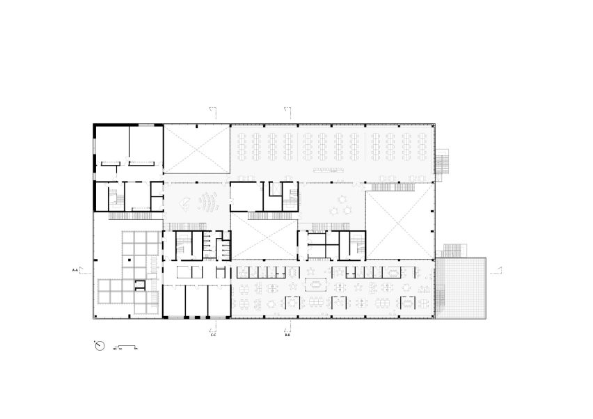 First floor plan, New Aarch, the new Aarhus School of Architecture building by Adept