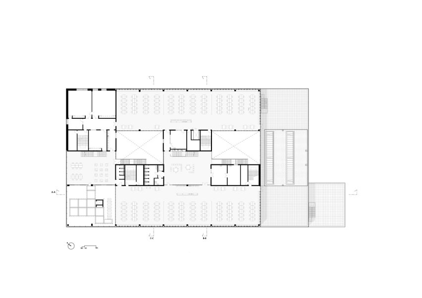Second floor plan, New Aarch, the new Aarhus School of Architecture building by Adept