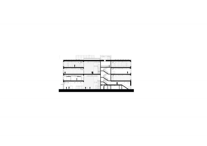Section BB, New Aarch, the new Aarhus School of Architecture building by Adept