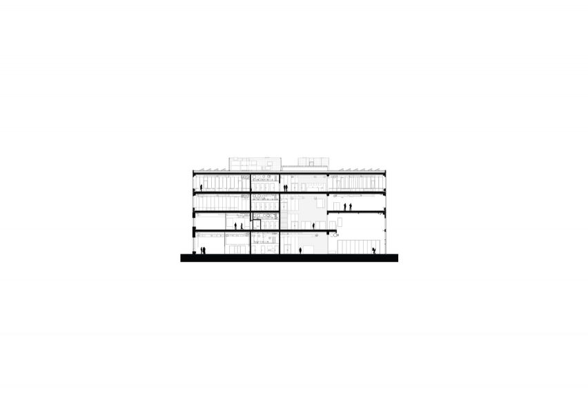Section CC, New Aarch, the new Aarhus School of Architecture building by Adept