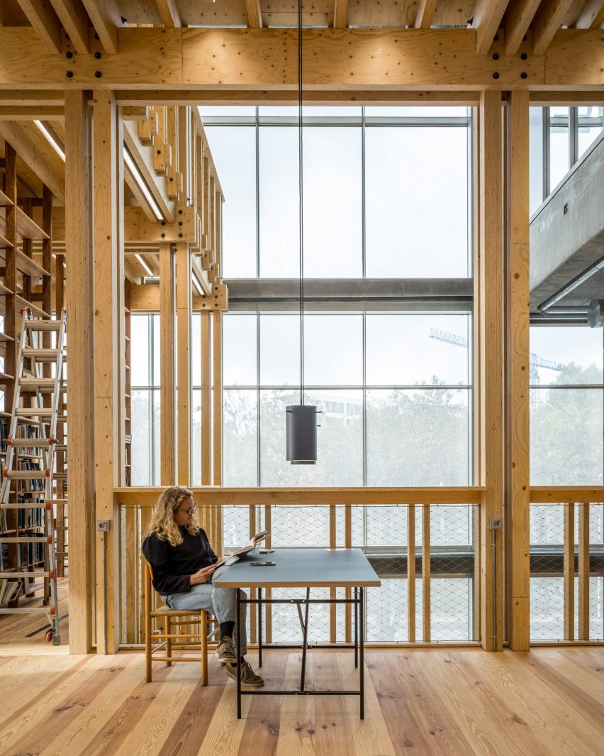 Timber-framed library in New Aarch, the new Aarhus School of Architecture building by Adept