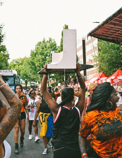 Fragment of Sumayya Vally's Notting Hill Carnival pavilion carried in the parade