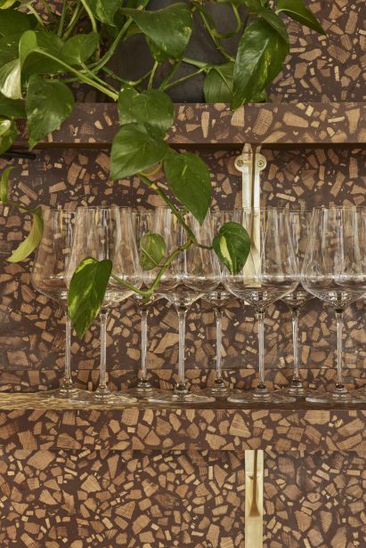 Foresso timber terrazzo wine storage at Apricity restaurant