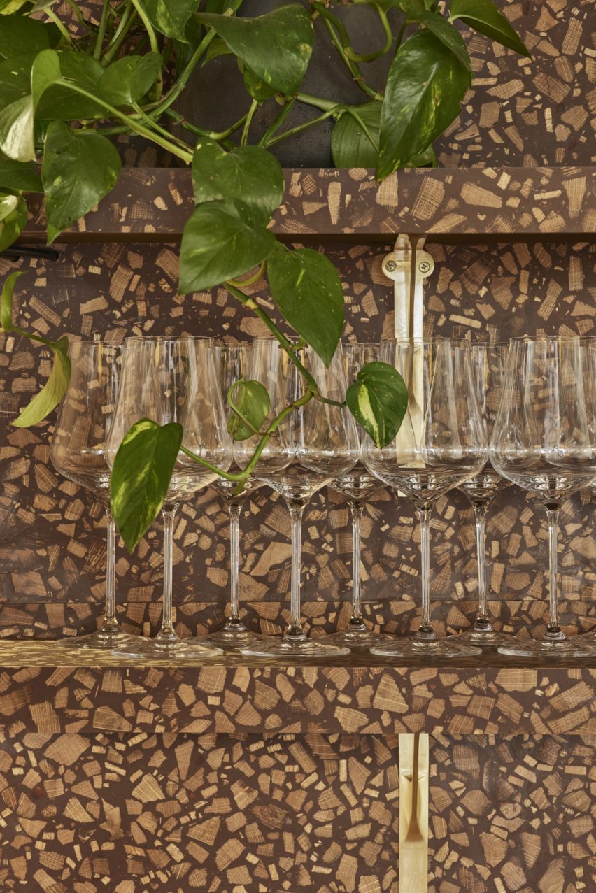 Foresso timber terrazzo wine storage at Apricity restaurant