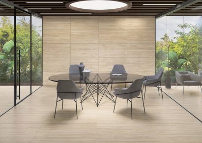 Chairs around table in dining area