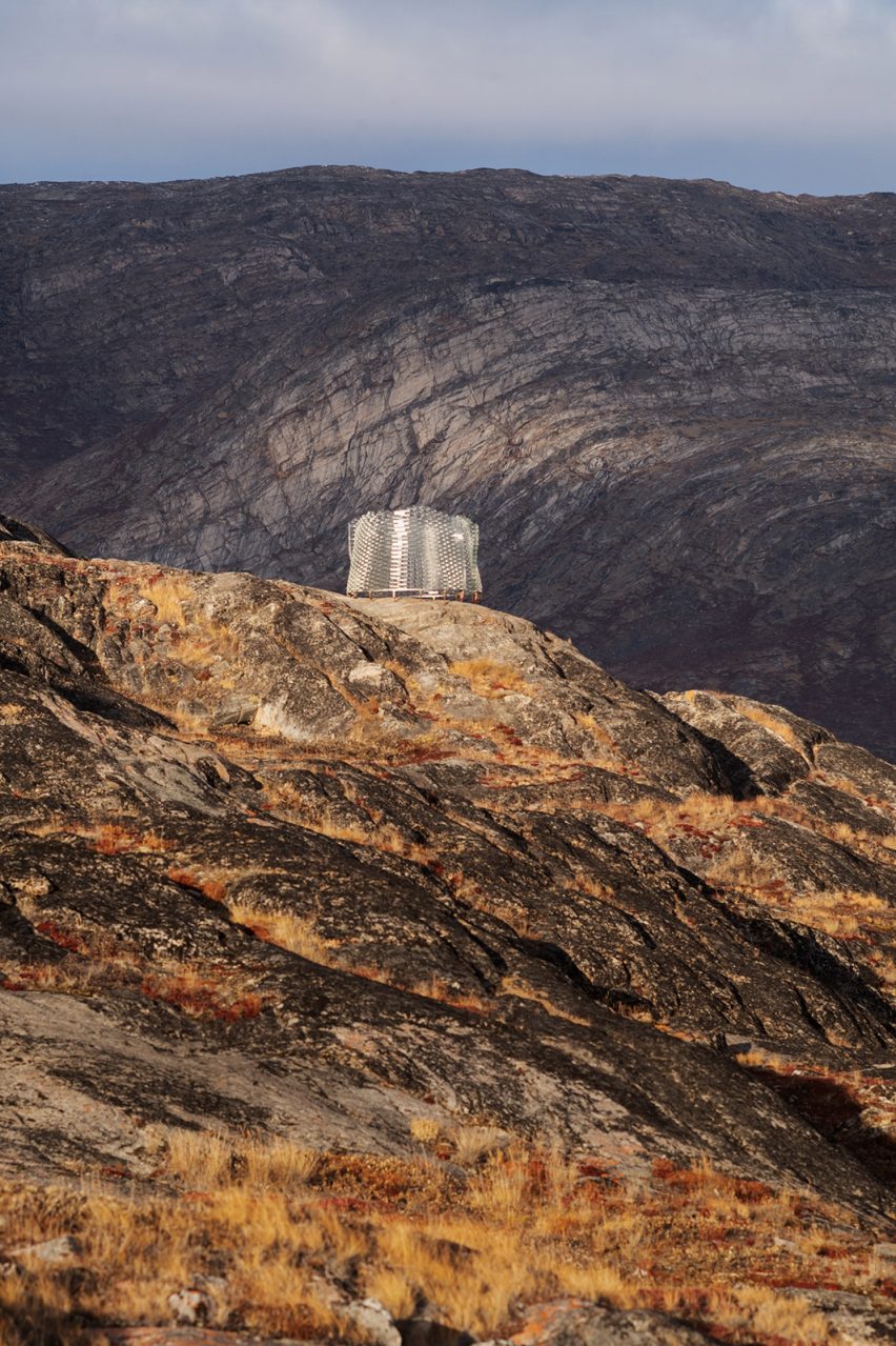 Qaammat pavilion by Konstantin Arkitekter on a rocky hillside