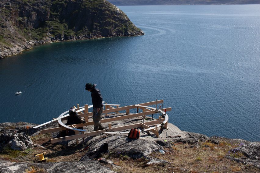 Construction progress of Qaammat pavilion by Konstantin Arkitekter