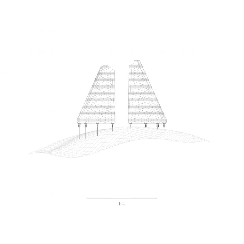 Elevation drawing of Qaammat pavilion by Konstantin Arkitekter