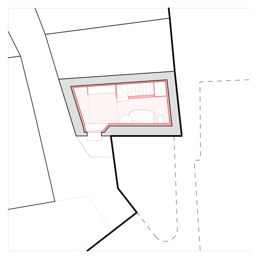Lower level floor plan, Rustic Renovation by Enrico Sassi