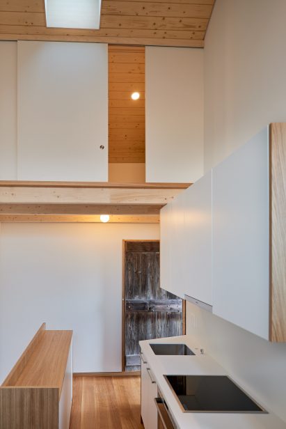 Kitchen in compact micro home in Switzerland