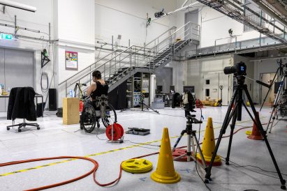 A wheelchair user testing The Reagiro wheelchair