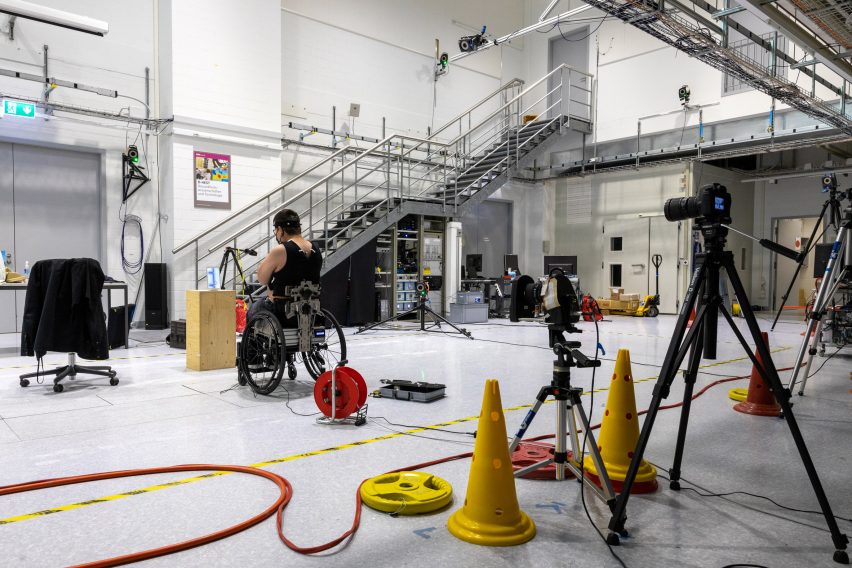 A wheelchair user testing The Reagiro wheelchair