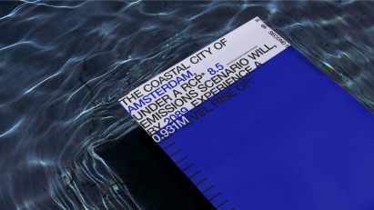 Sea change poster floating in a pool of water