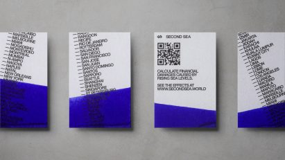 Business cars with a blue and white design