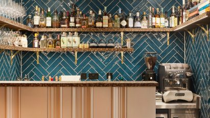 Front of bar at Apricity restaurant by Object Space Place