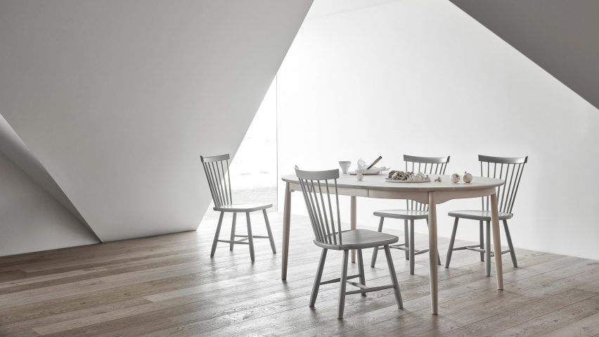 Stolab's solid-wood dining chairs arranged around a dining table