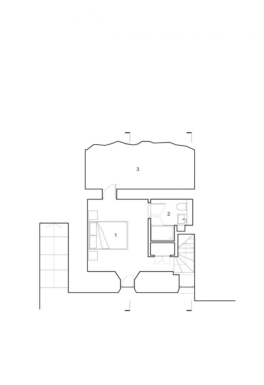 Lower level plan of The Den