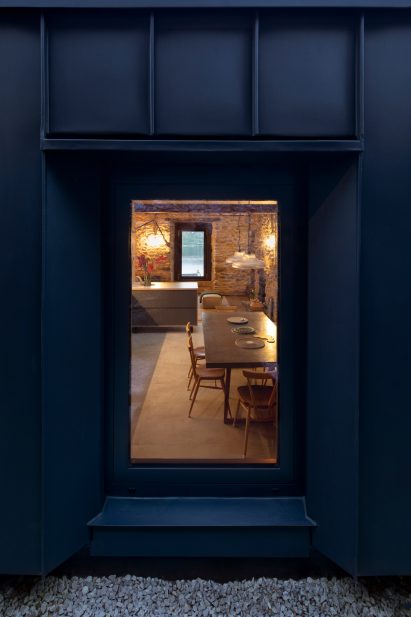 View into The Den house from a window 