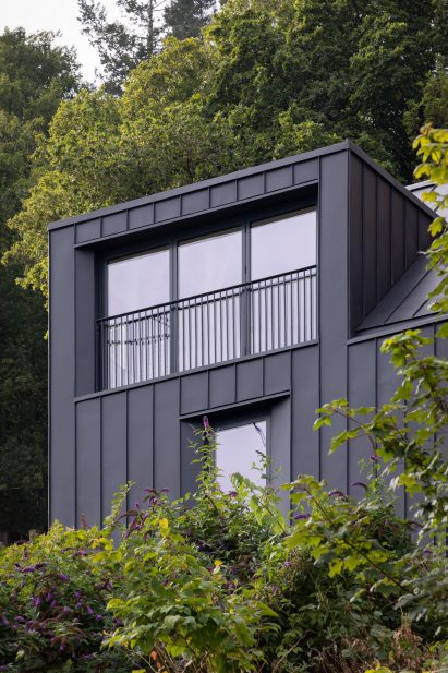Black-metal exterior of The Den house in Scotland