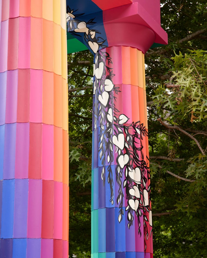 Columns with artwork by Drez and Manda Lane