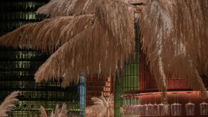 Pampas grass decoration in restaurant in Ukraine