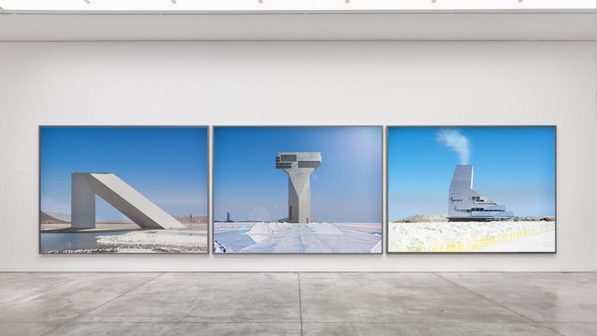 Photograph of three images in frames