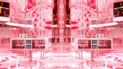 Visualisation of pink shiny interior