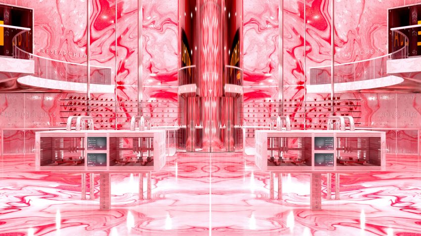 Visualisation of pink shiny interior