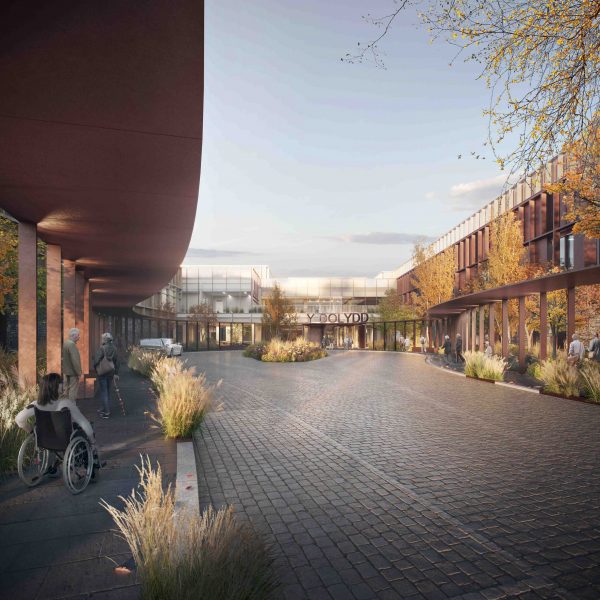 Courtyard outside hospital building