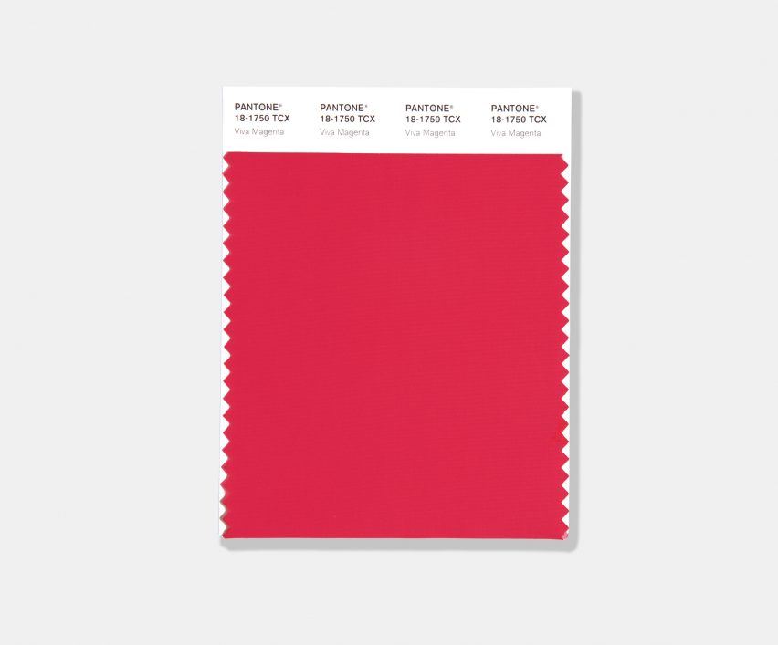 A cut out of a pink Pantone colour