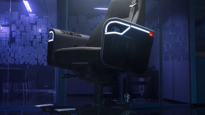 A black Volkswagen office chair