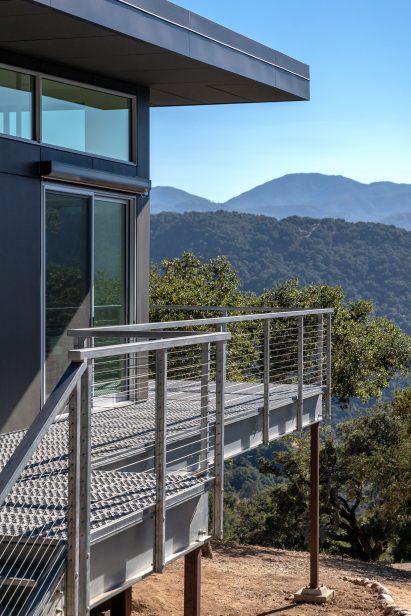 Stilts and walkway with valley view