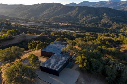 Aerial view with metal roof