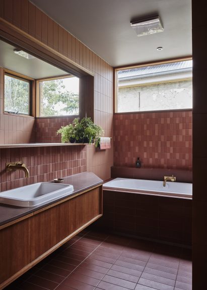 Bathroom of West Bend House in Melbourne, designed by Brave New Eco