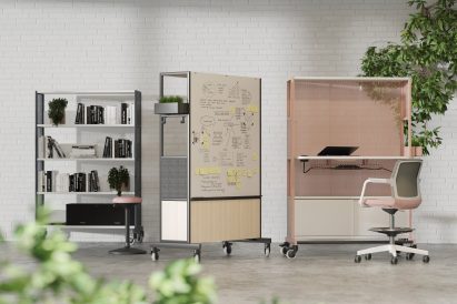 Modular desk components on castors