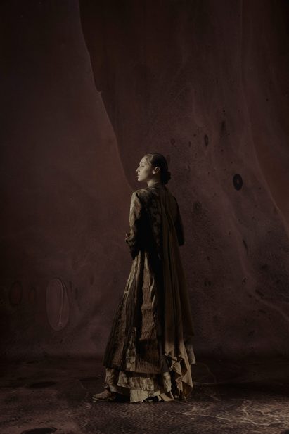 A model wearing a suit by Yuhan Bai